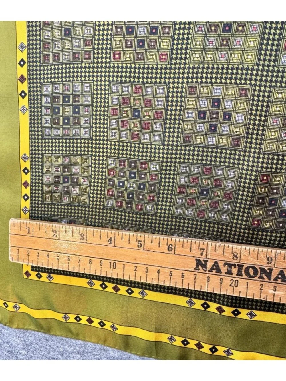Vintage ECHO Silk Blend Scarf,  Modernist Geometrics Hand Rolled Edges 26x26
